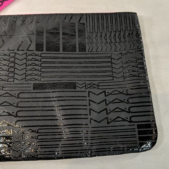 M.A.C. MAC Cosmetics Bag Black Pink Pouch 7.5" x 6" Makeup Jewelry Travel Zip - Picture 5 of 12